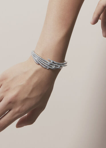 Vela French Cut Pavé Bangle, 18K White Gold Vela French Cut Pavé Bangle, 18K White Gold, large