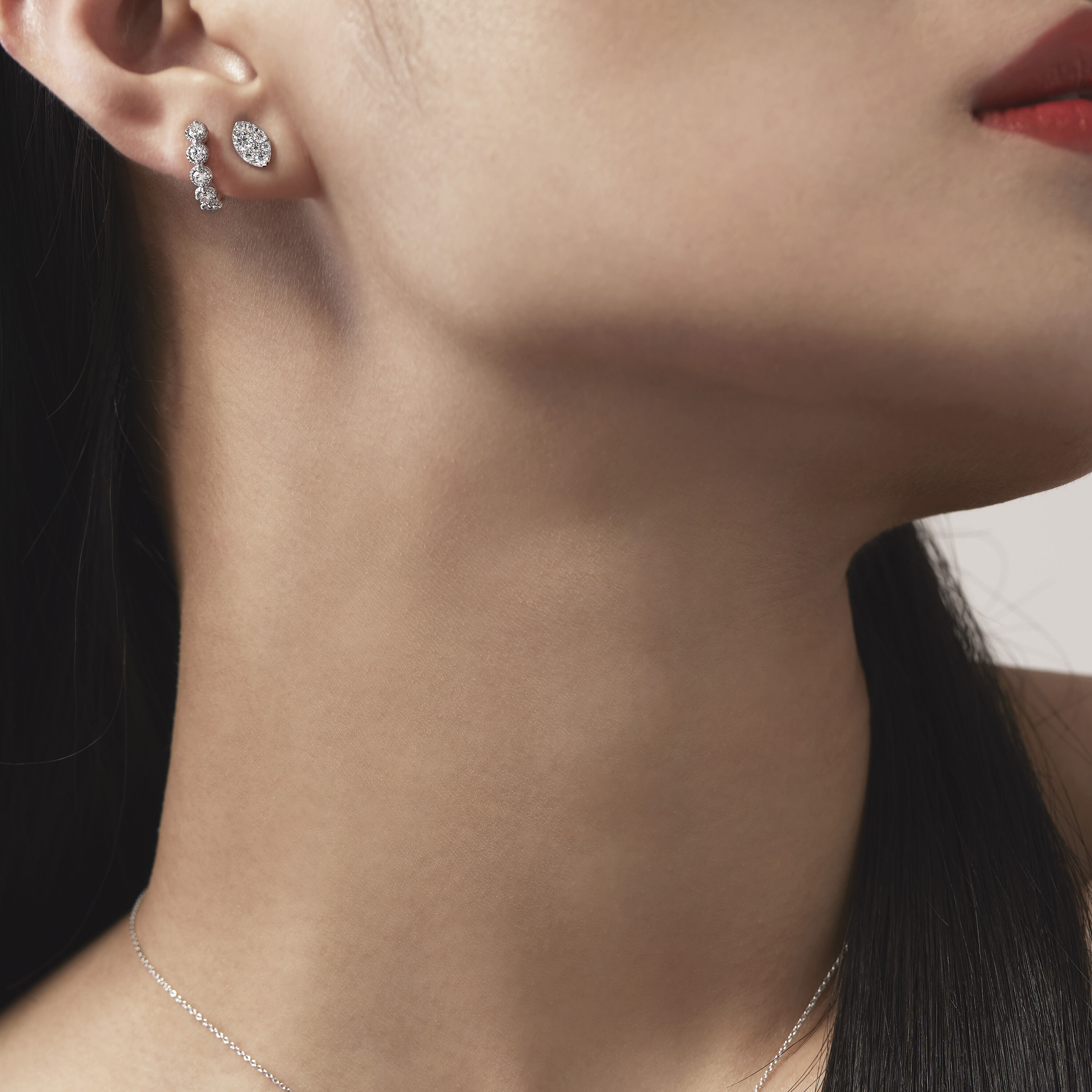 Tessa Navette Earrings, 18K 玫瑰金, large