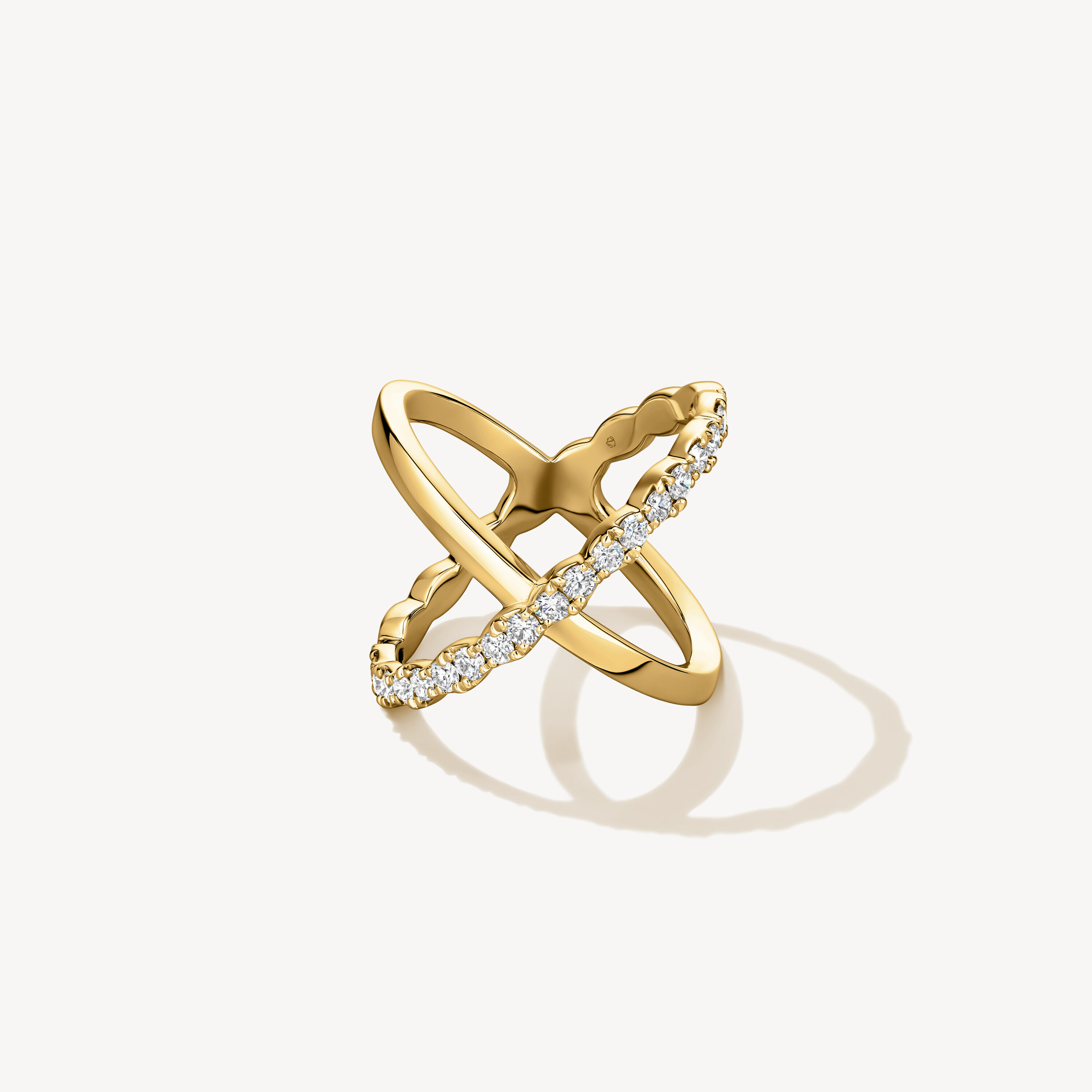 Lorelei Criss Cross 钻石戒指, 18K 黄金, large