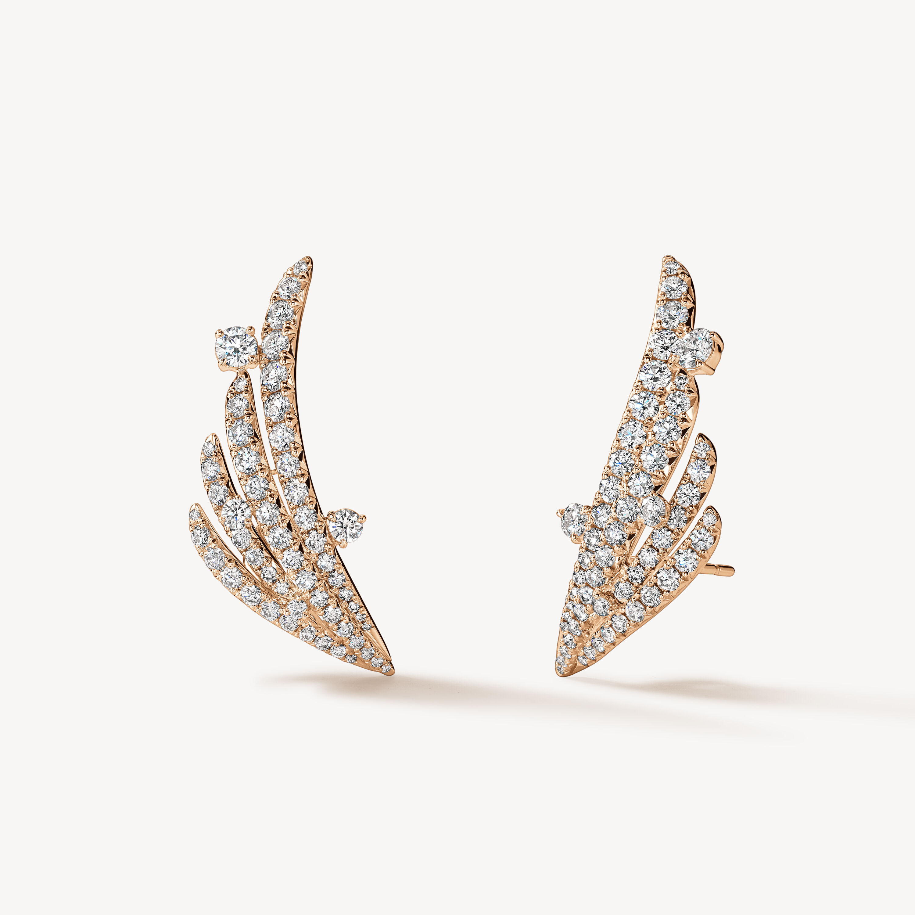 VELA系列法式切割密镶悬浮爬耳式钻石耳环, 18K 玫瑰金, large
