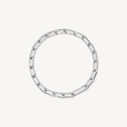 INSIDE/OUT Elongated Diamond Link Necklace, 18K White Gold, large