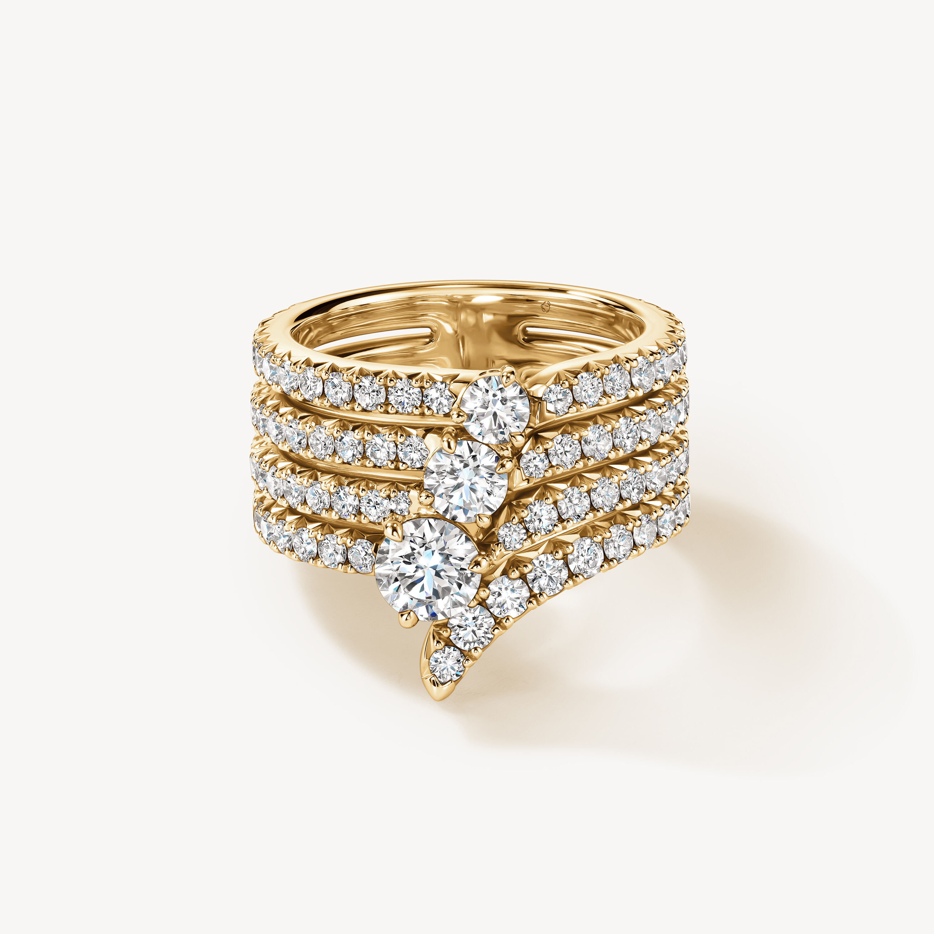 VELA系列法式切割密镶钻石套戒, 18K 黄金, large