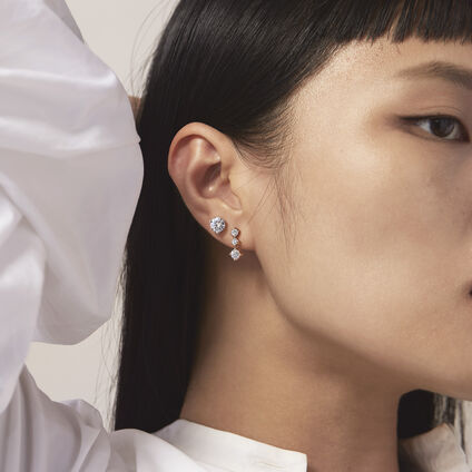Cascade Mini Drop Earrings, 18K 白金, large