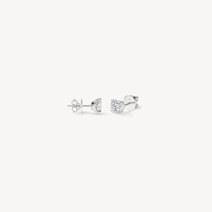 VELA Solitaire Stud Earrings, 18K White Gold, large