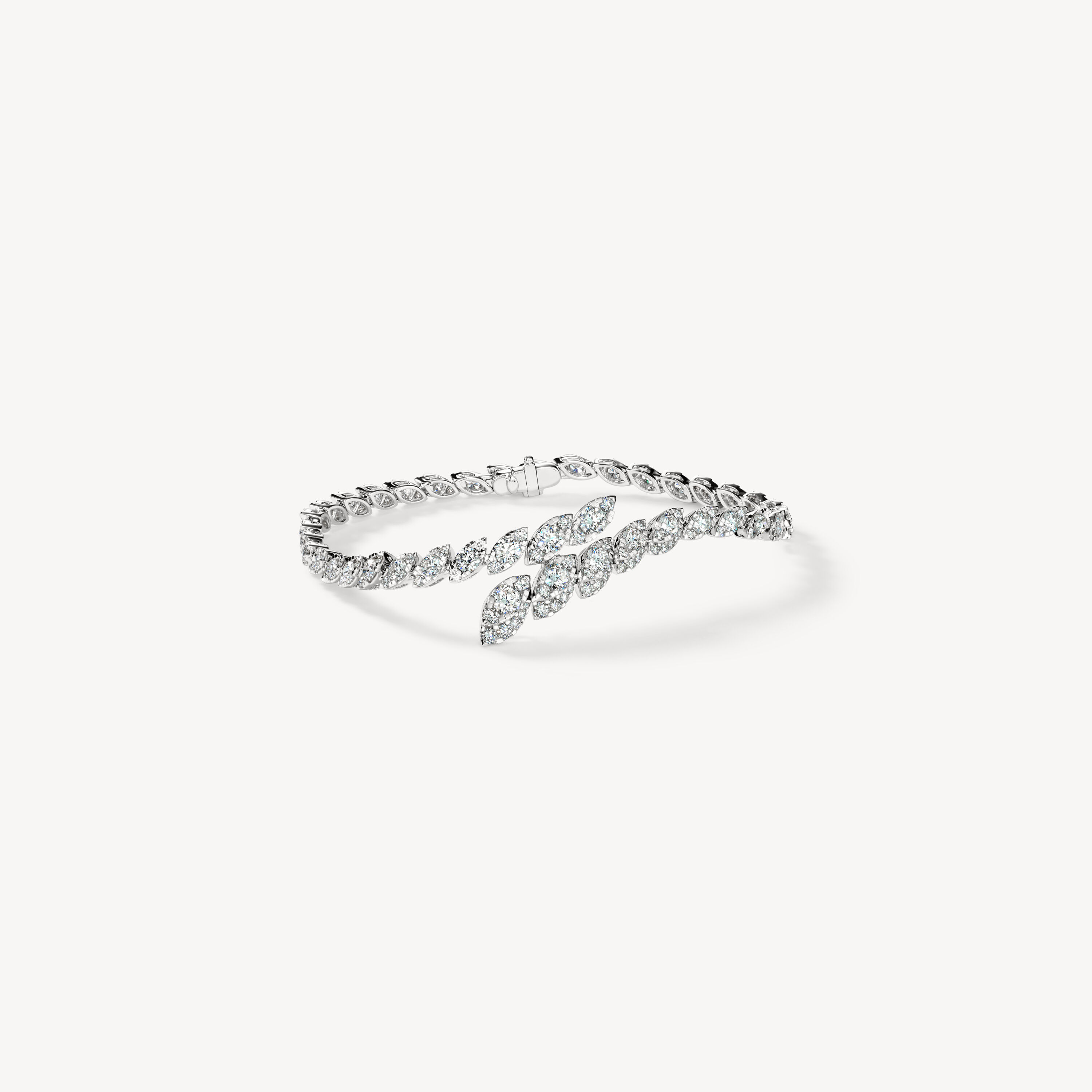 Bypass Bracelet, 18K White Gold, large