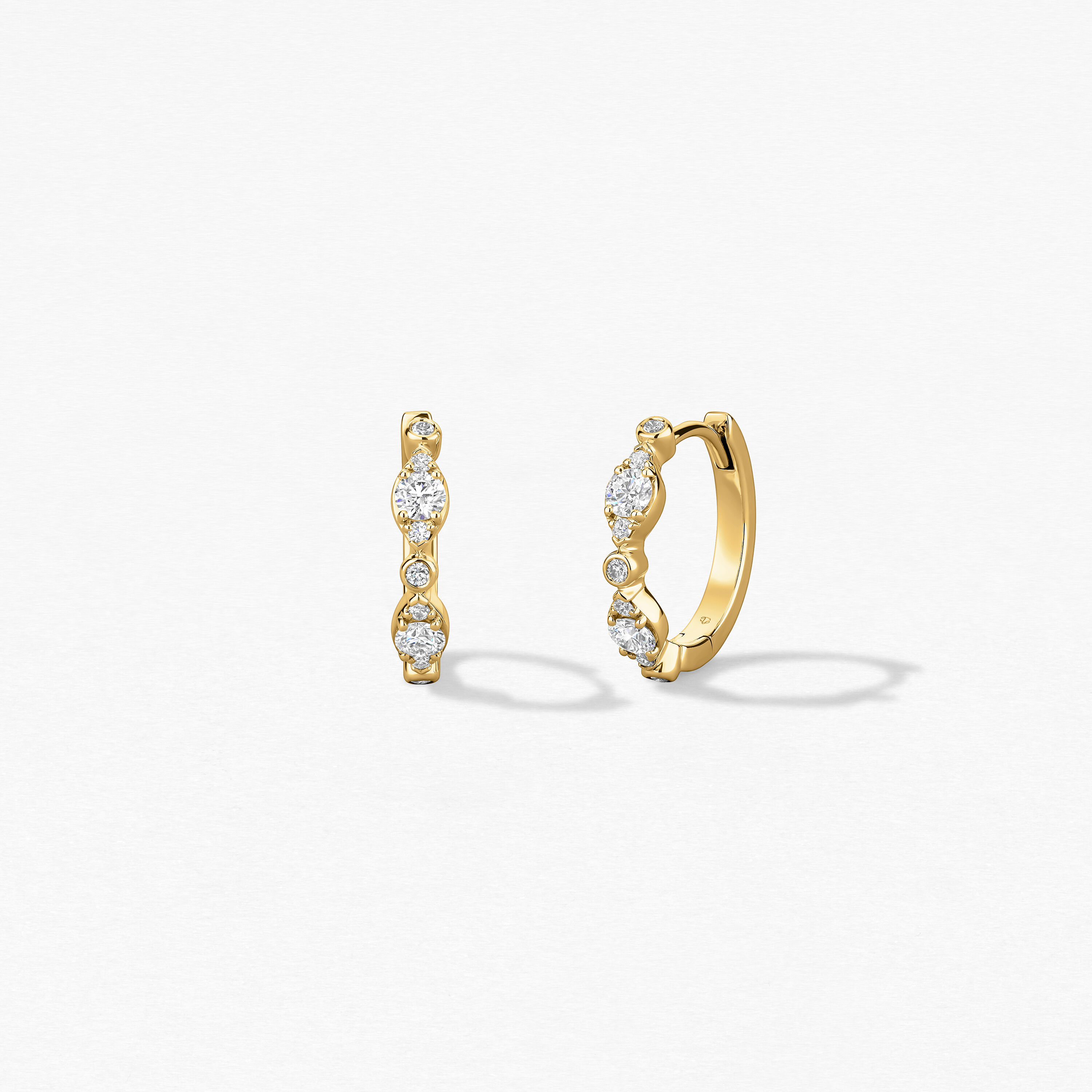 HOF Bezel Regal Huggie, 18K Yellow Gold, large