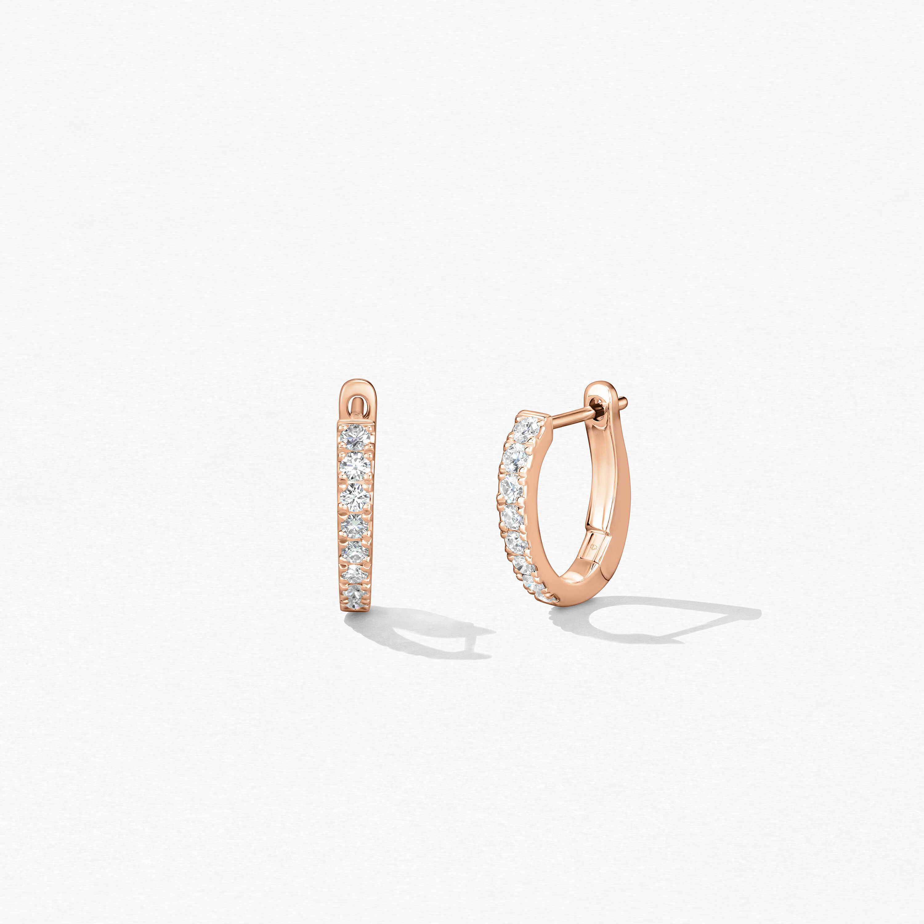 Mini Hoop Graduated Earrings, 18K Rose Gold, large