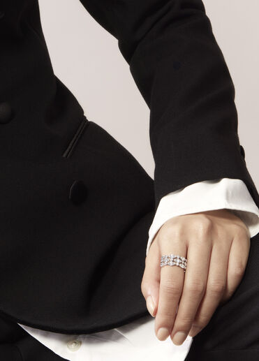 HOF Bezel Regal Triple Ring, 18K White Gold HOF Bezel Regal Triple Ring, 18K White Gold, large