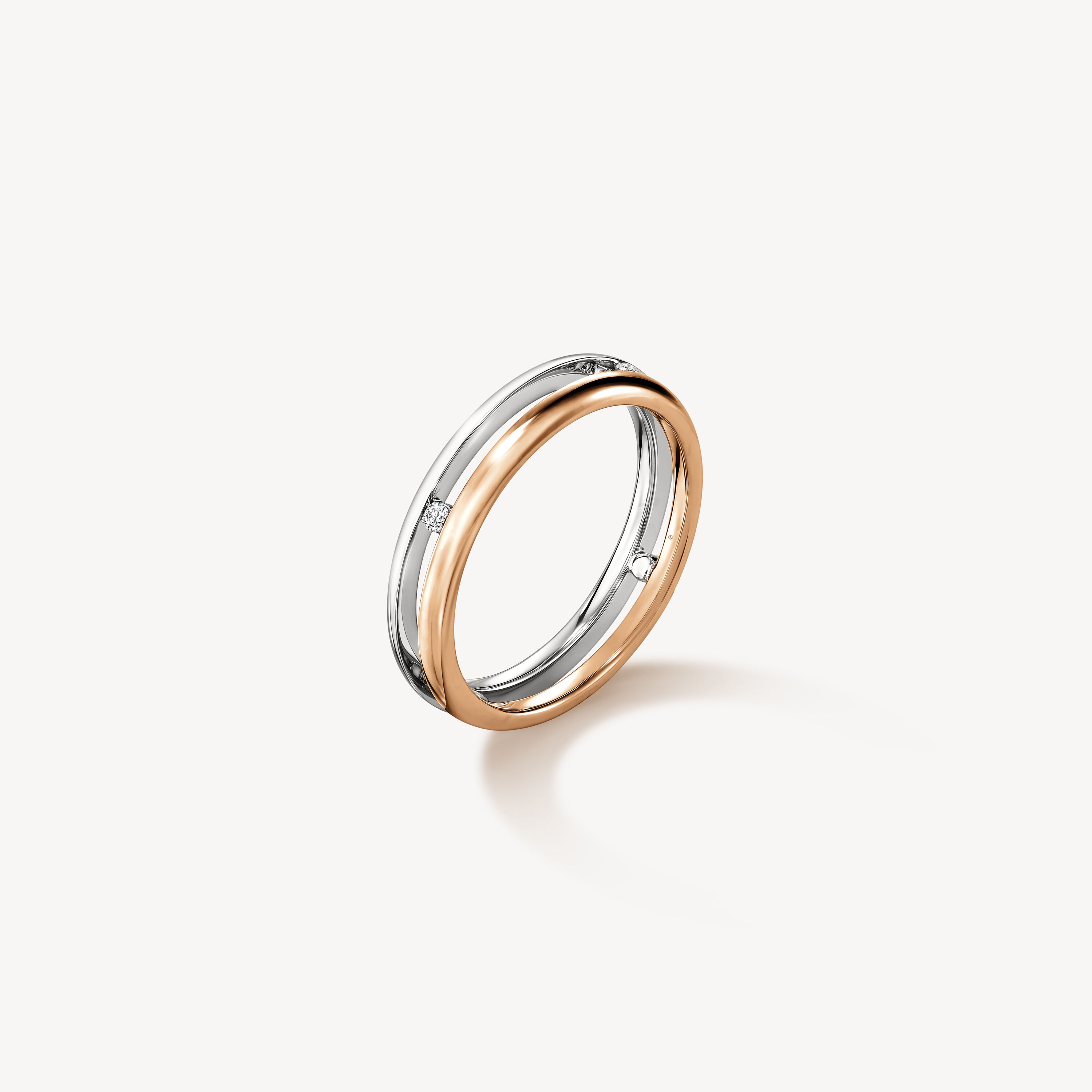 Love Floating Diamond Wedding Band, Platinum and 18K Rose Gold, large