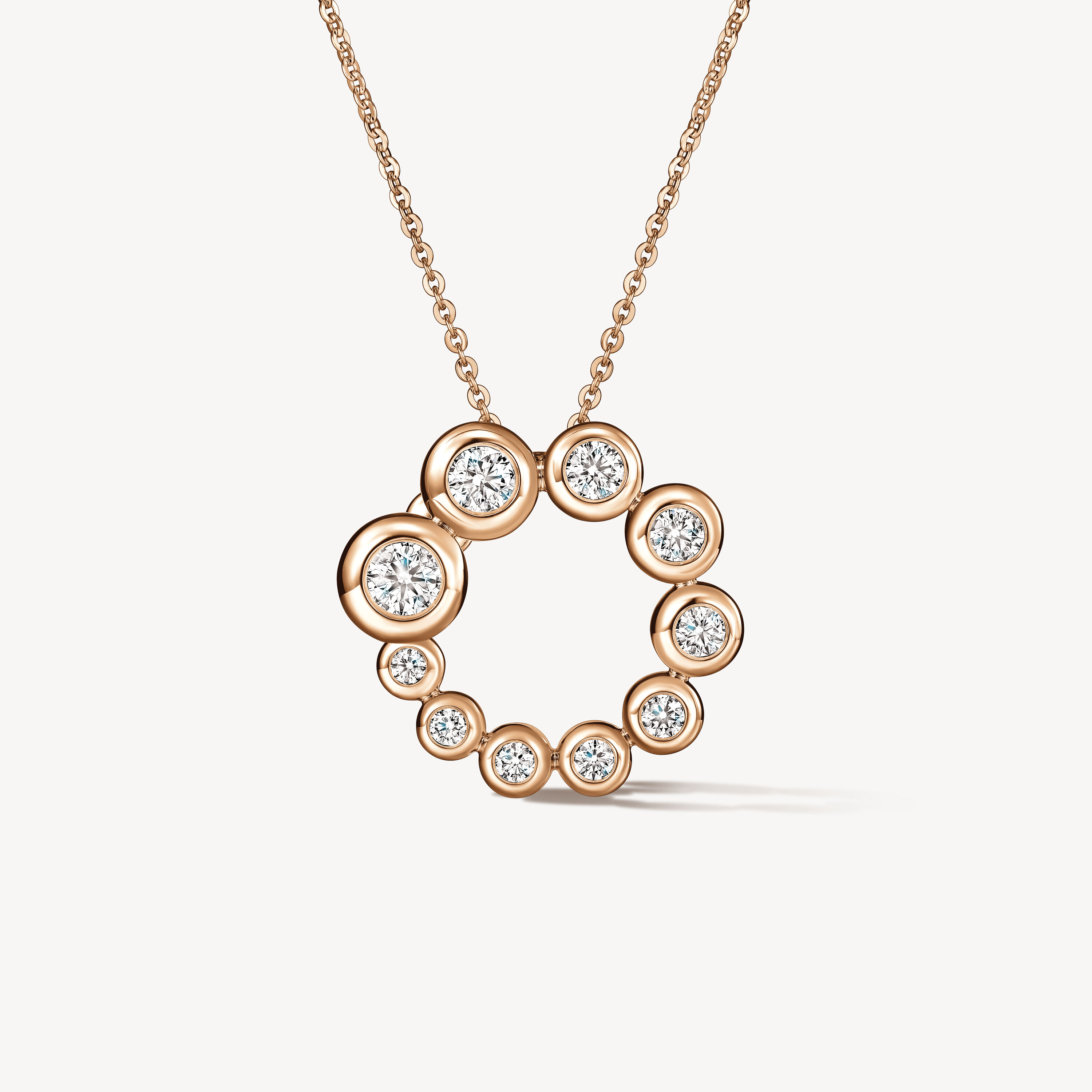 Dream Circle Pendant Necklace, 18K Rose Gold, large