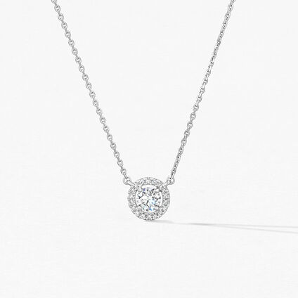 Joy Circle 钻石项链, 18K 白金, large