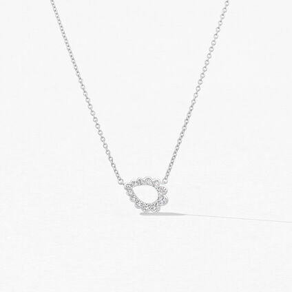 Aerial Regal Scroll Teardrop Necklace, 18K White Gold, large