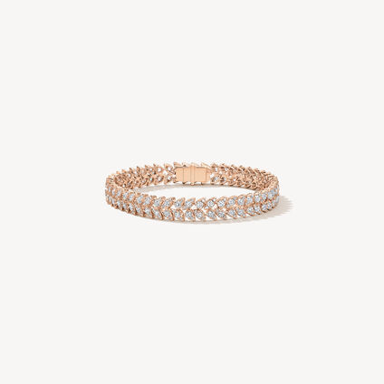 Aerial Double Dewdrop Line Bracelet , 18K Rose Gold, large