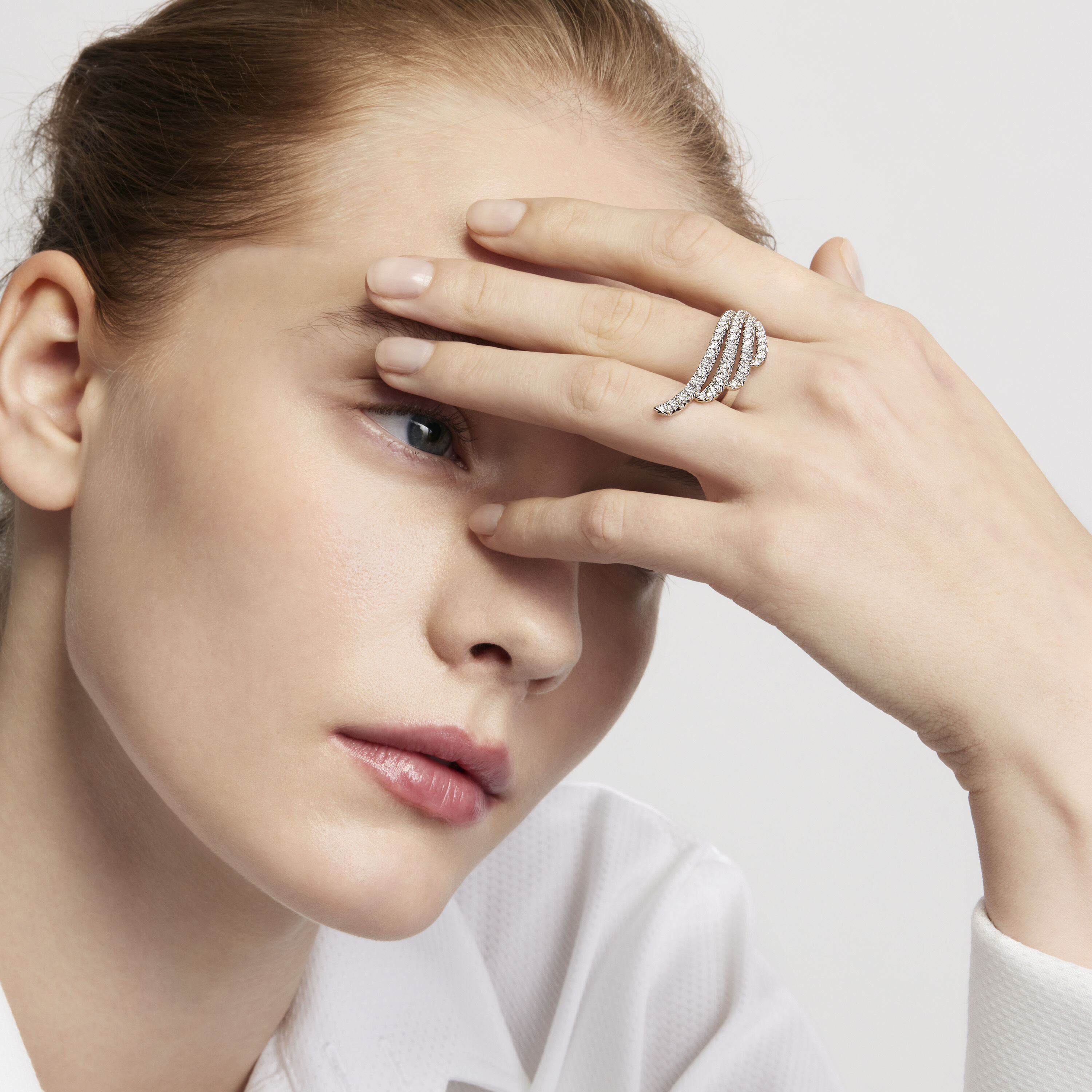 VELA系列法式切割密镶钻石戒指, 18K 玫瑰金, large