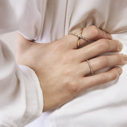 Lorelei Criss Cross 钻石戒指, 18K 白金, large
