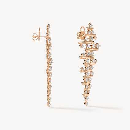 BARRE Multi-Row多排钻石耳坠, 18K 玫瑰金, large