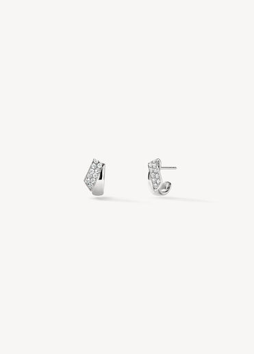 INSIDE/OUT Diamond Flip Huggies, 18K White Gold INSIDE/OUT Diamond Flip Huggies, 18K White Gold, large