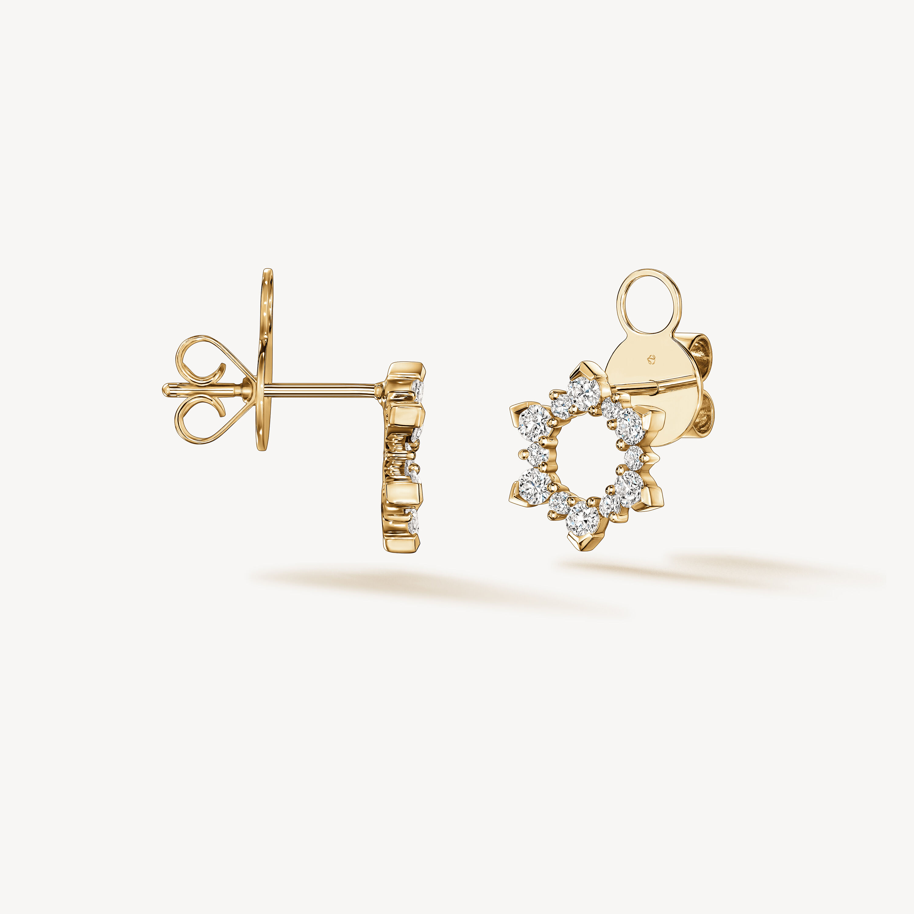 Aerial Open Sunburst 钻石耳环（小）, 18K 黄金, large