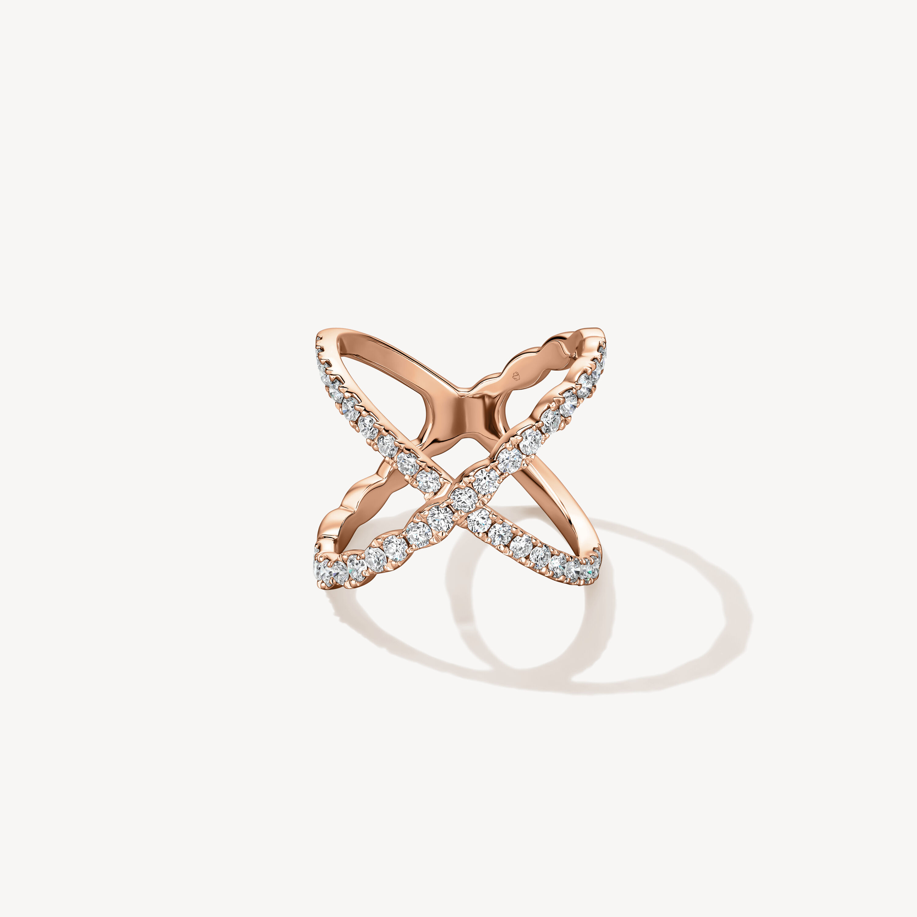 Lorelei Criss Cross 钻石戒指, 18K 玫瑰金, large