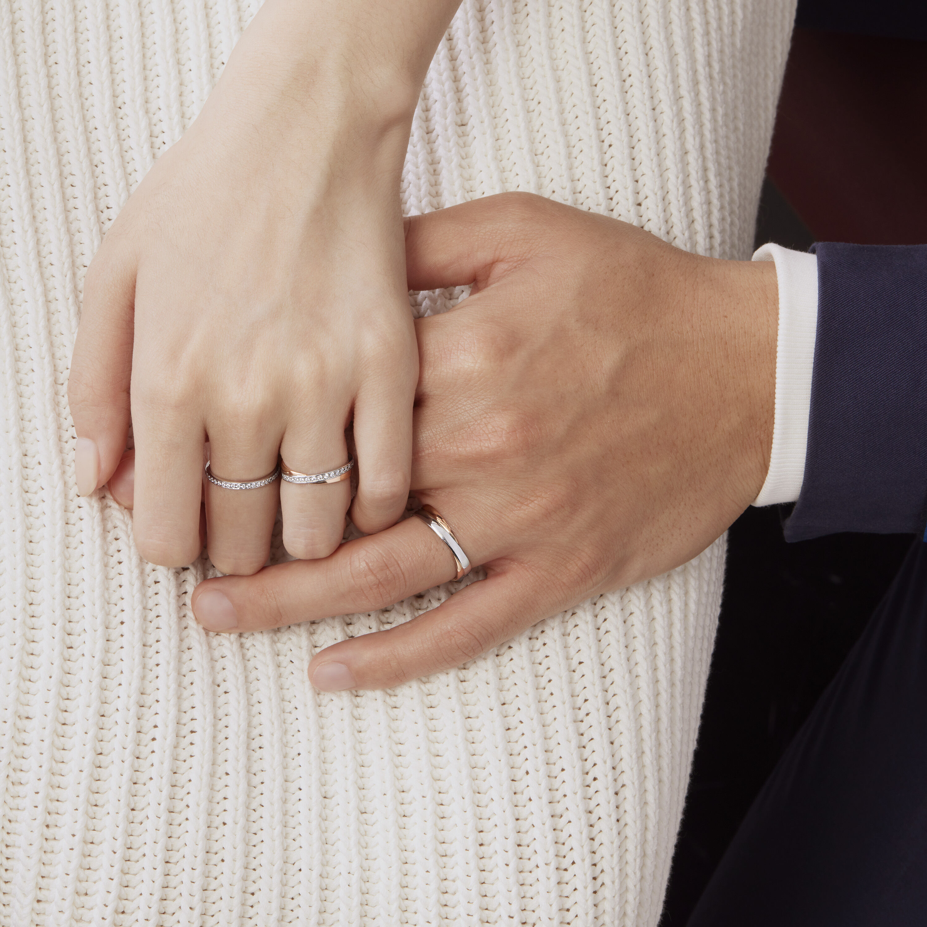 Embrace Wedding Band, Platinum and 18K Rose Gold, large