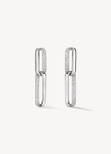 INSIDE/OUT Diamond Link Earrings, Small, 18K White Gold INSIDE/OUT Diamond Link Earrings, Small, 18K White Gold, large