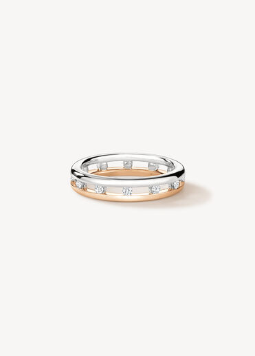 LOVE Floating Diamond Eternity Wedding Band, 18K Rose Gold w/Platinum LOVE Floating Diamond Eternity Wedding Band, 18K Rose Gold w/Platinum, large