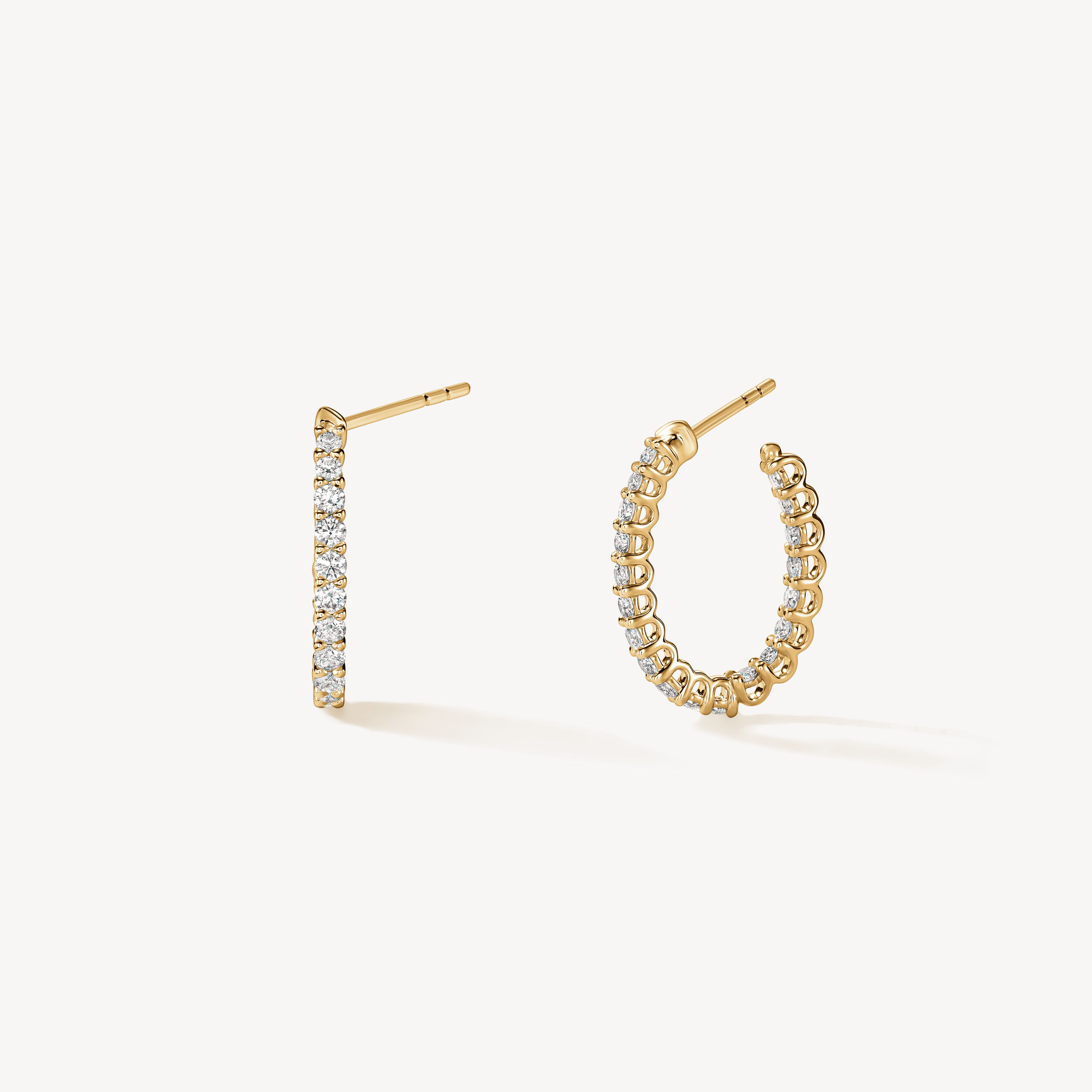 Signature Oval 钻石耳环, 18K 黄金, large