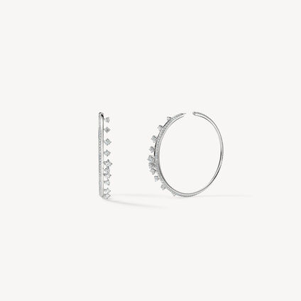Barre Floating Diamond Large Hoops, 18K White Gold, large