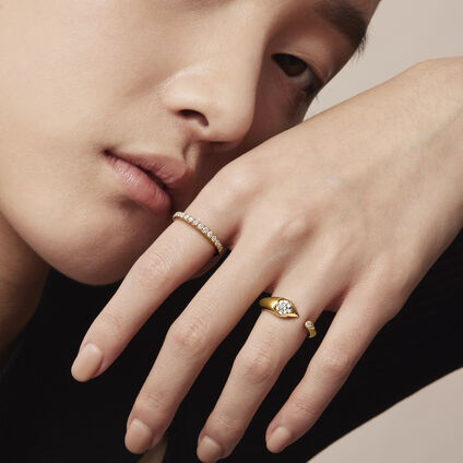 LU Open Droplet Ring, 18K White Gold, large