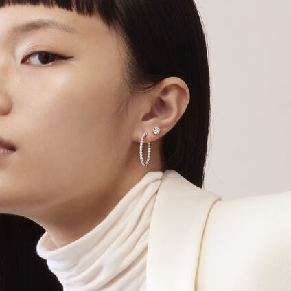 Signature Oval Hoop - Medium, 18K 白金, large