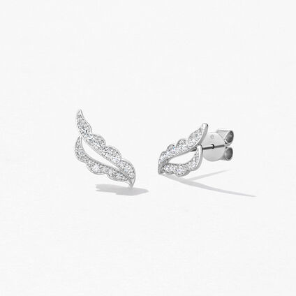 Lorelei Ribbon Ear Climbers, 18K White Gold, large