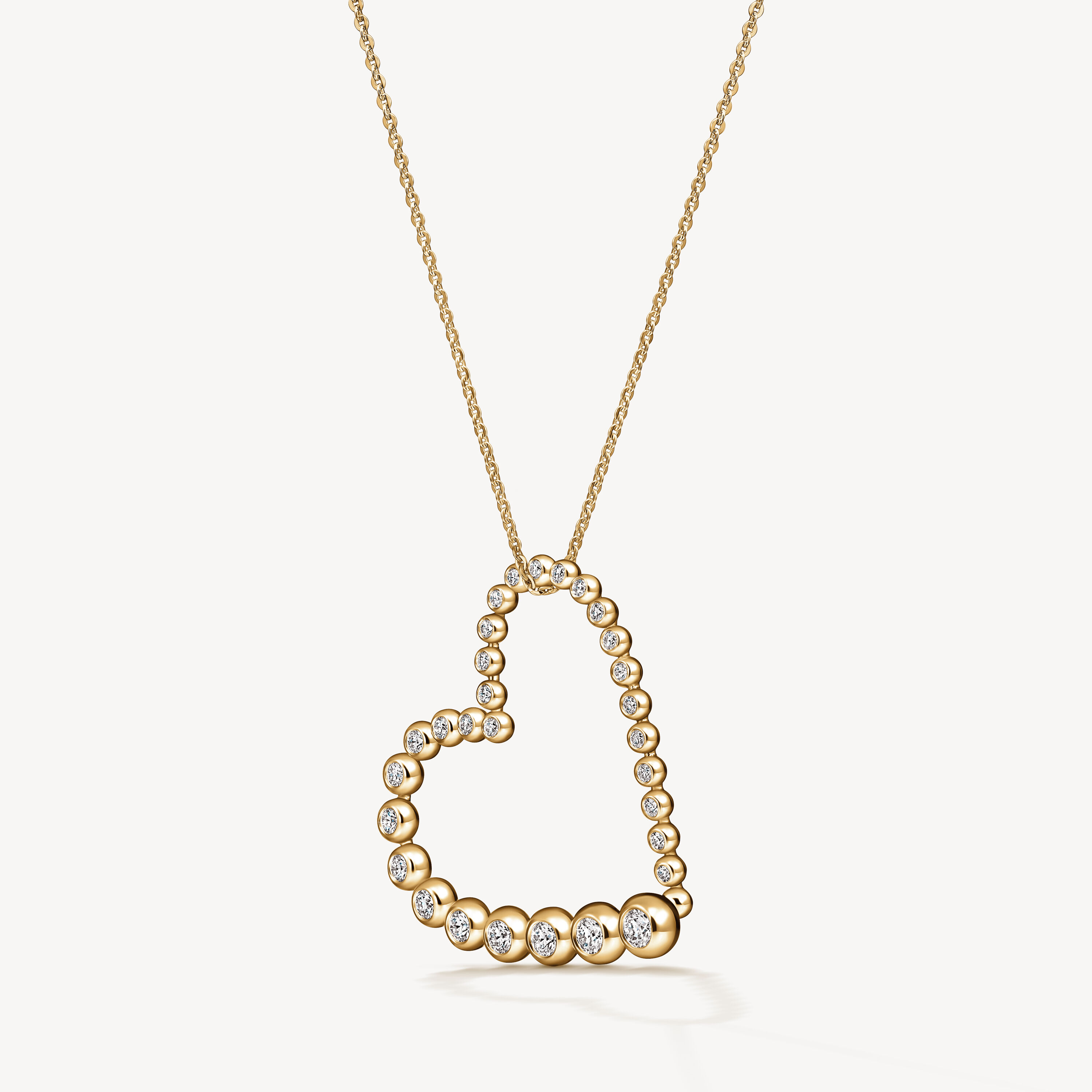 DREAM Heart 钻石项链（大）, 18K 黄金, large