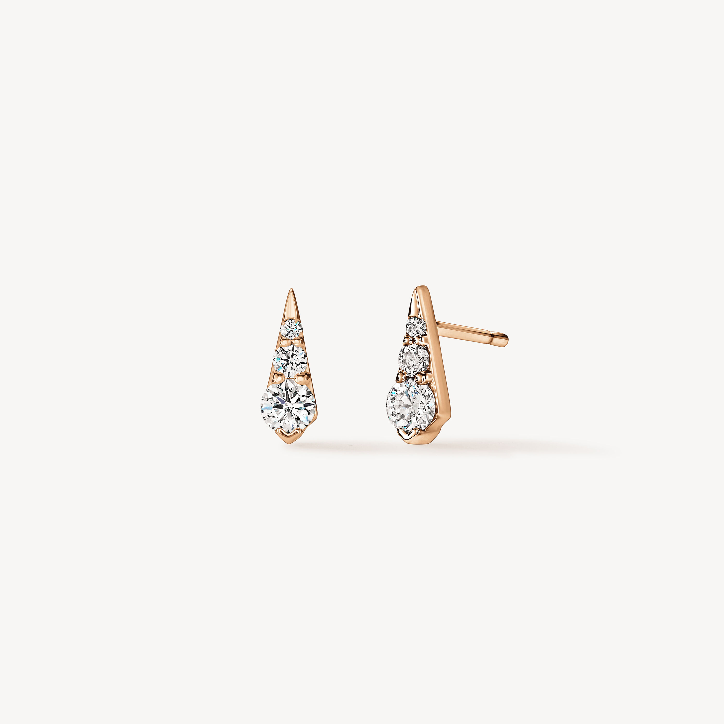 Triplicity Drop Stud Earrings, 18K Rose Gold, large