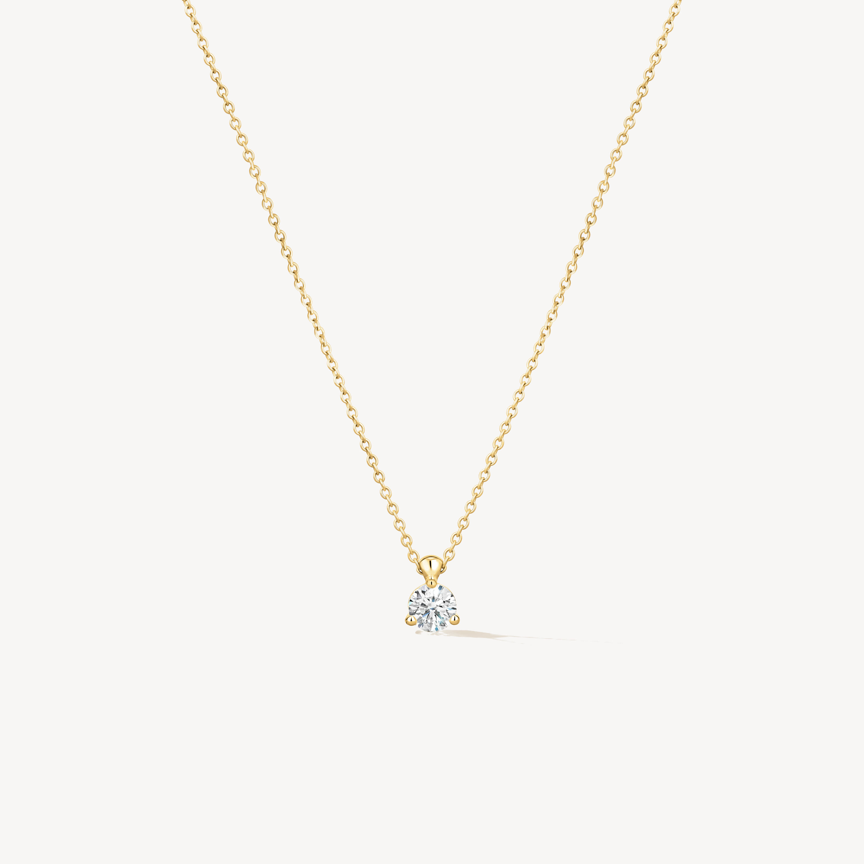 三爪钻石项链, 18K 黄金, large