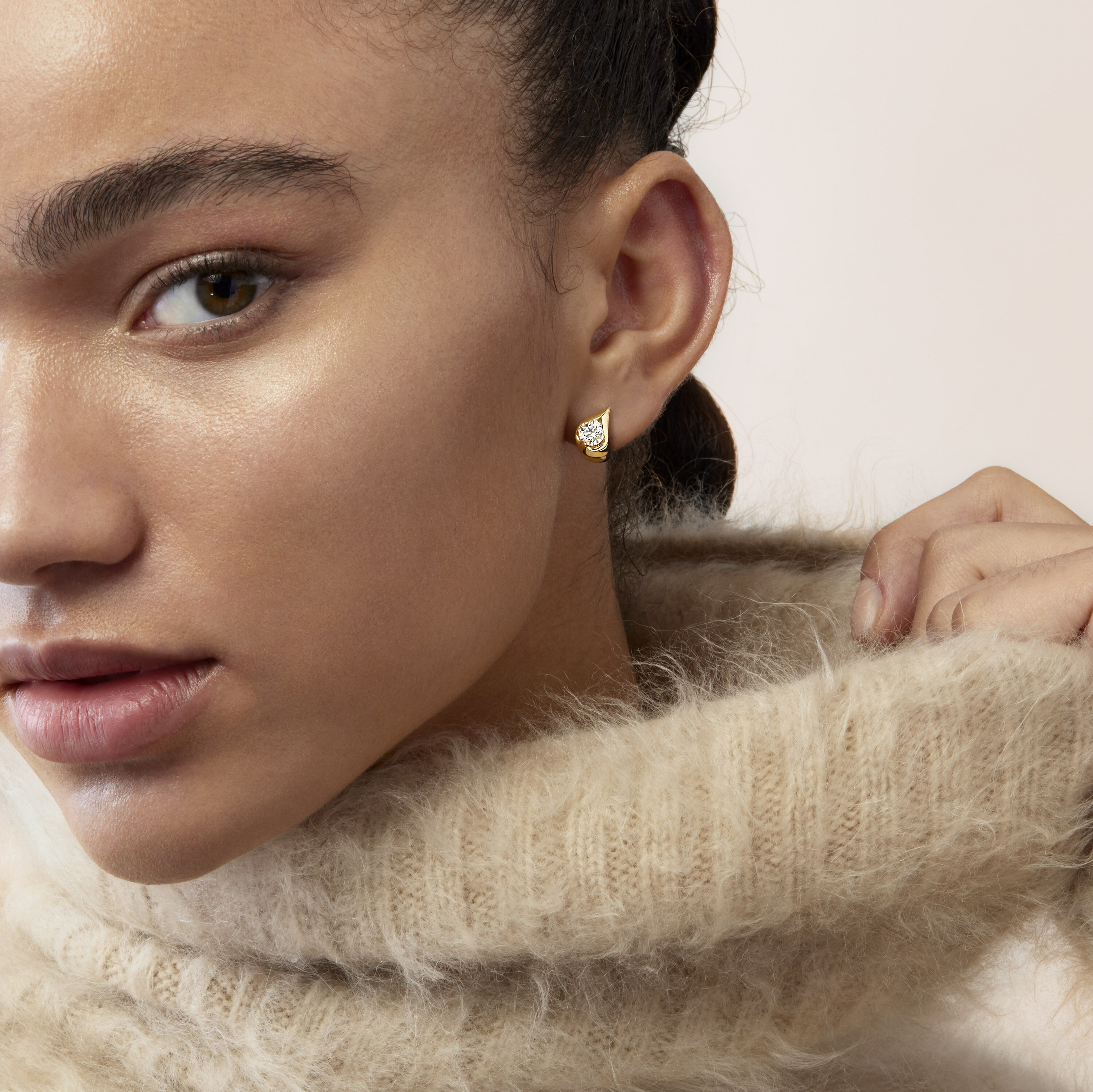 LU Droplet 钻石耳环, 18K 玫瑰金, large