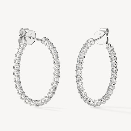 Signature Oval Hoop - Medium, 18K 白金, large
