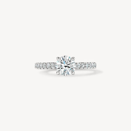VELA Cathedral Solitaire Ring with Diamond Band, Platinum, large
