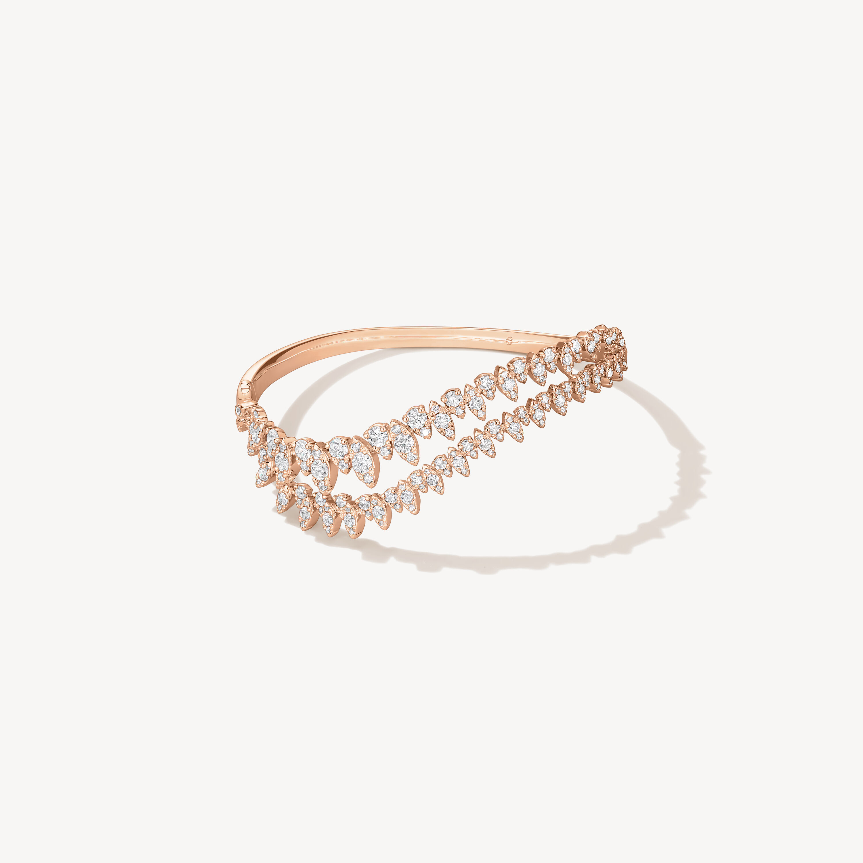 Aerial Twisted Dewdrop 钻石手镯, 18K 玫瑰金, large