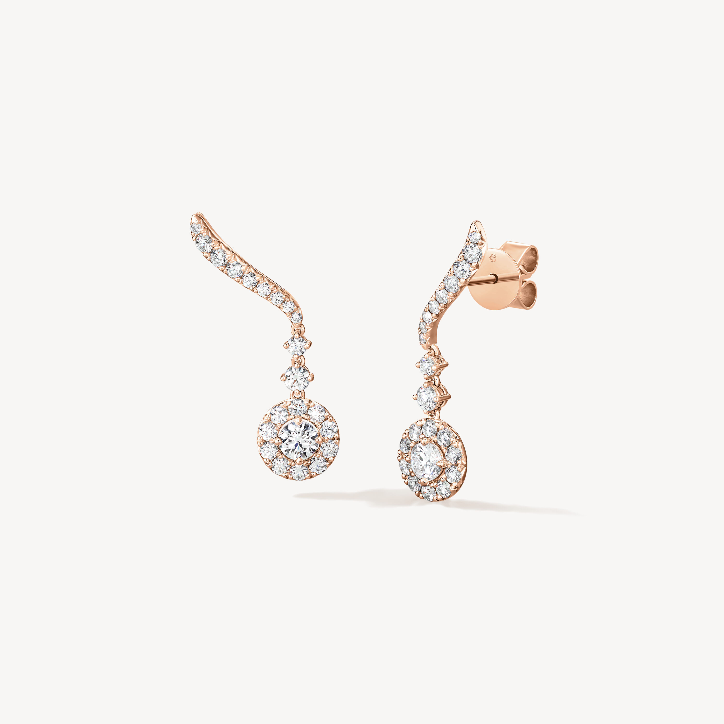 VELA Drop 钻石耳环, 18K 玫瑰金, large