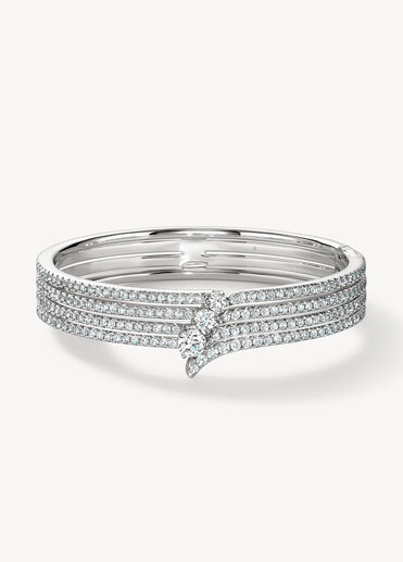VELA French Cut Pavé Diamond Bangle, 18K White Gold VELA French Cut Pavé Diamond Bangle, 18K White Gold, large