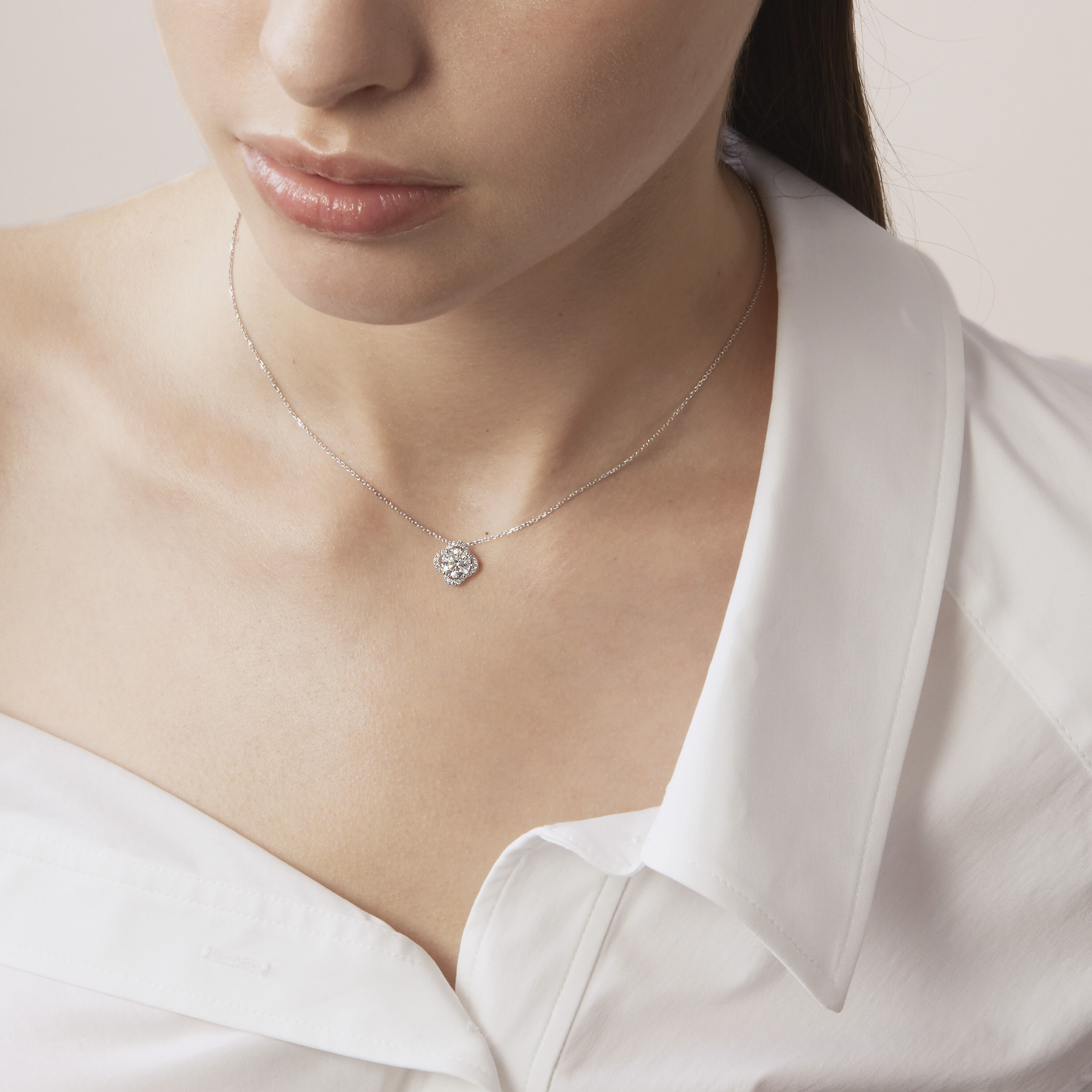 Timeless Diamond Necklace, 18K 玫瑰金, large