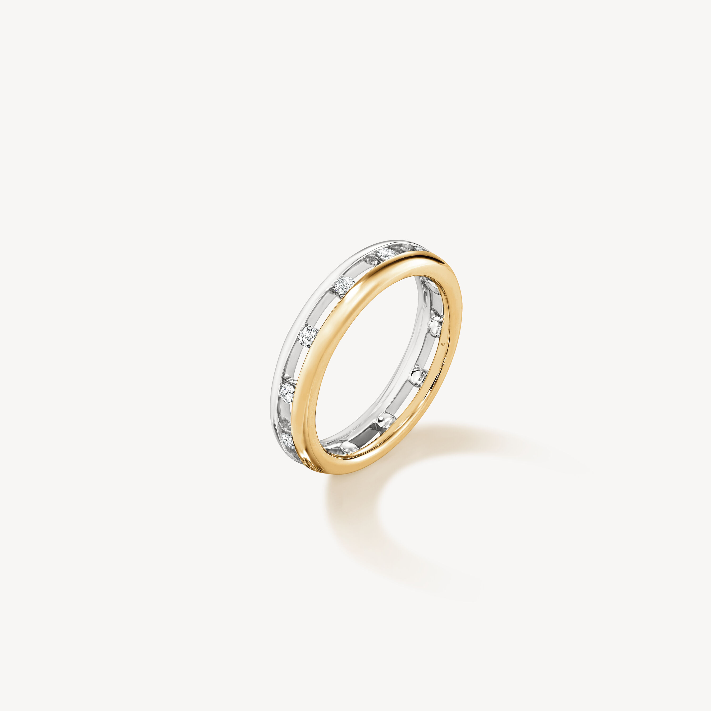 Love Floating Diamond Eternity Wedding Band, Platinum and 18K Yellow Gold, large