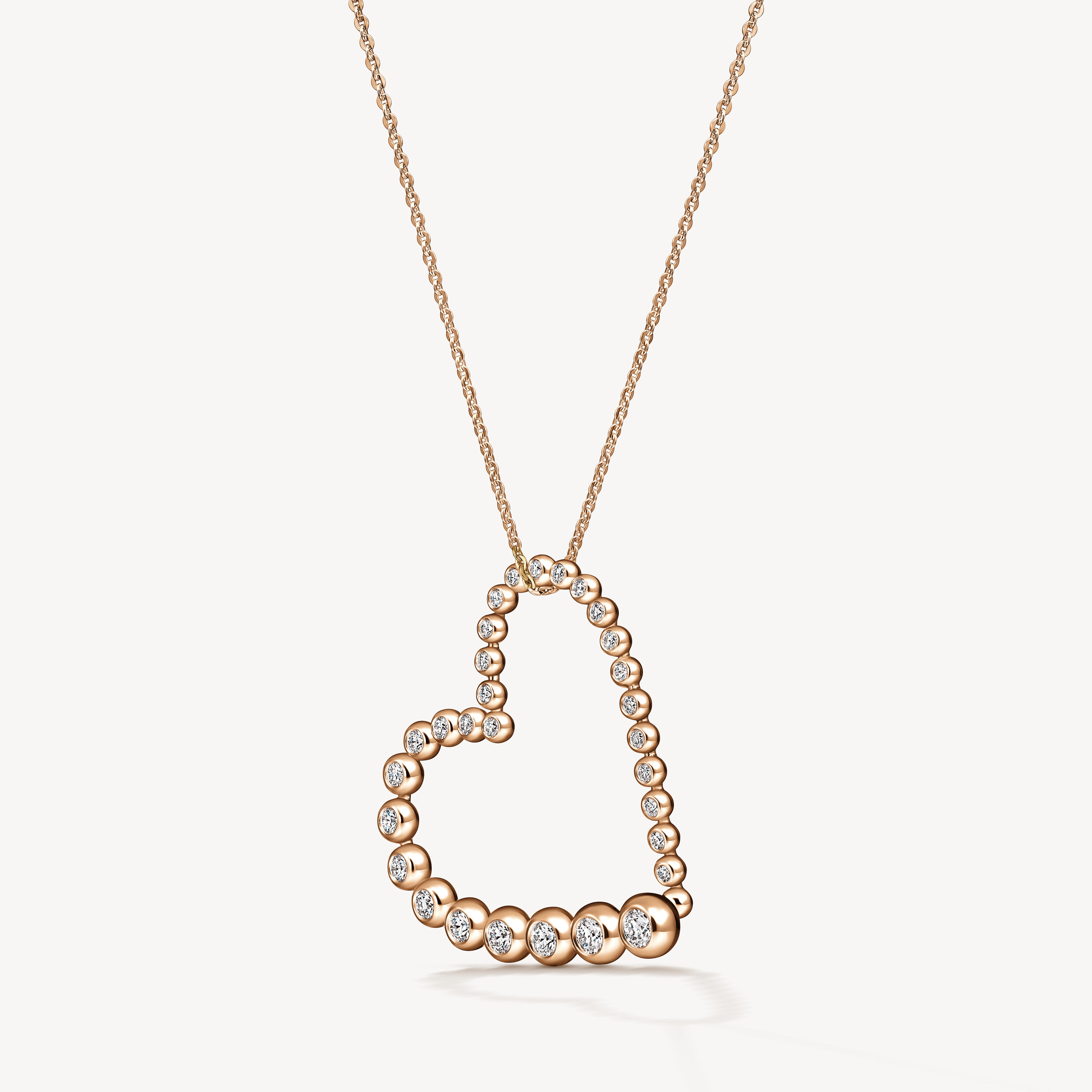 DREAM Heart 钻石项链（大）, 18K 玫瑰金, large