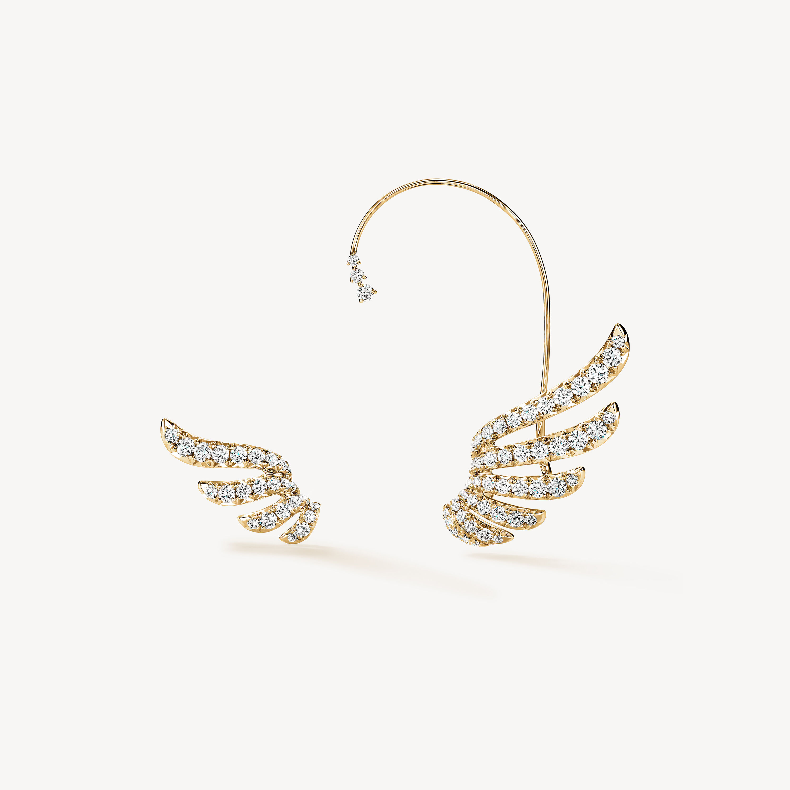 VELA系列法式切割密镶非对称耳环 , 18K 黄金, large