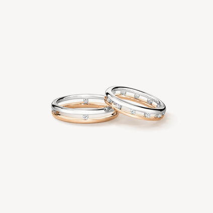 Love Floating Diamond Wedding Band, Platinum and 18K Rose Gold, large