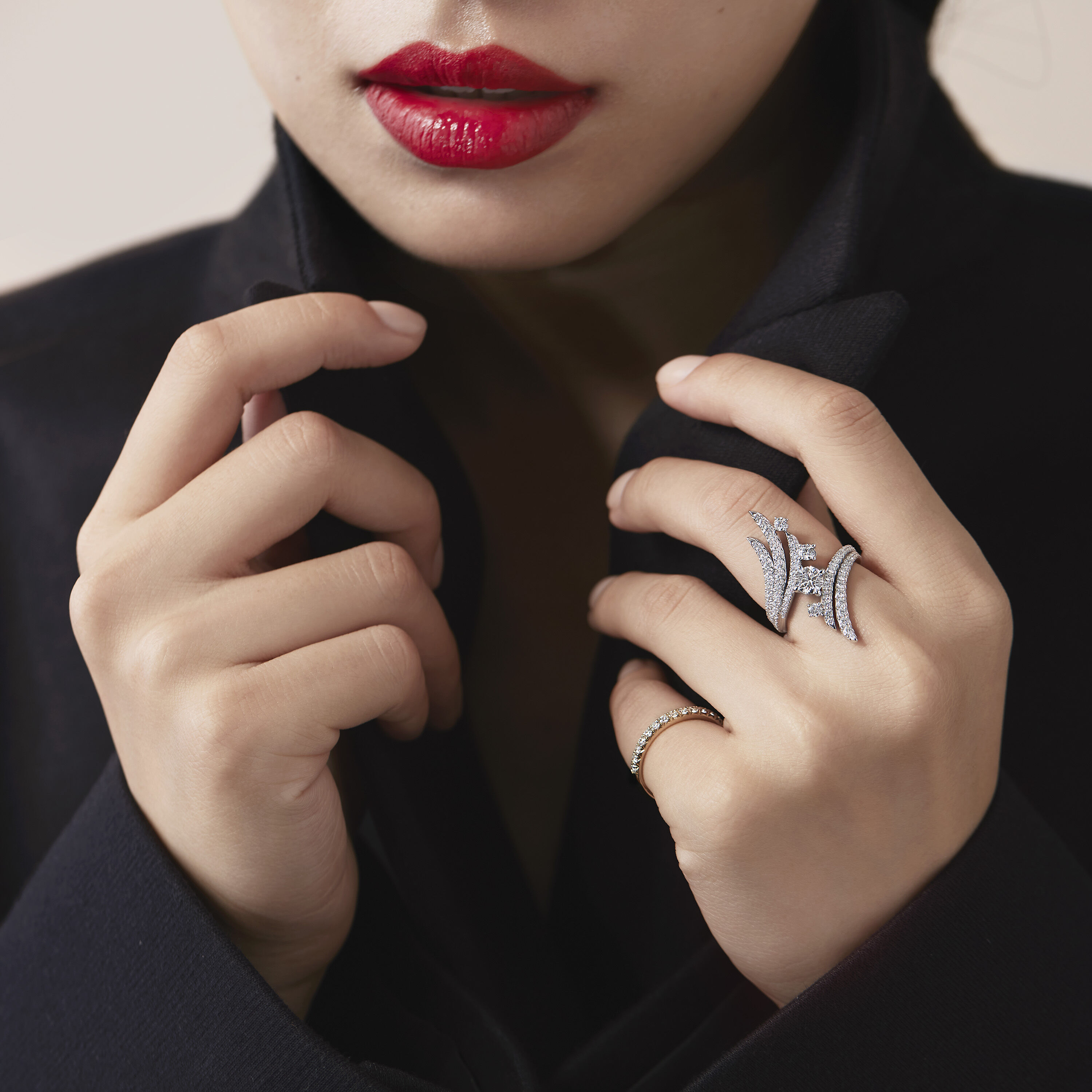VELA Bypass Cocktail钻石戒指, 18K 玫瑰金, large