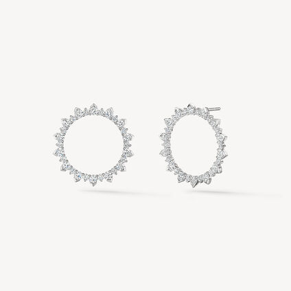 Aerial Open Sunburst 钻石耳环（大）, 18K 白金, large