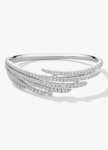 Vela French Cut Pavé Bangle, 18K White Gold Vela French Cut Pavé Bangle, 18K White Gold, large