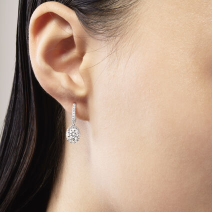 Ellipse Leverback钻石耳环, 18K 白金, large