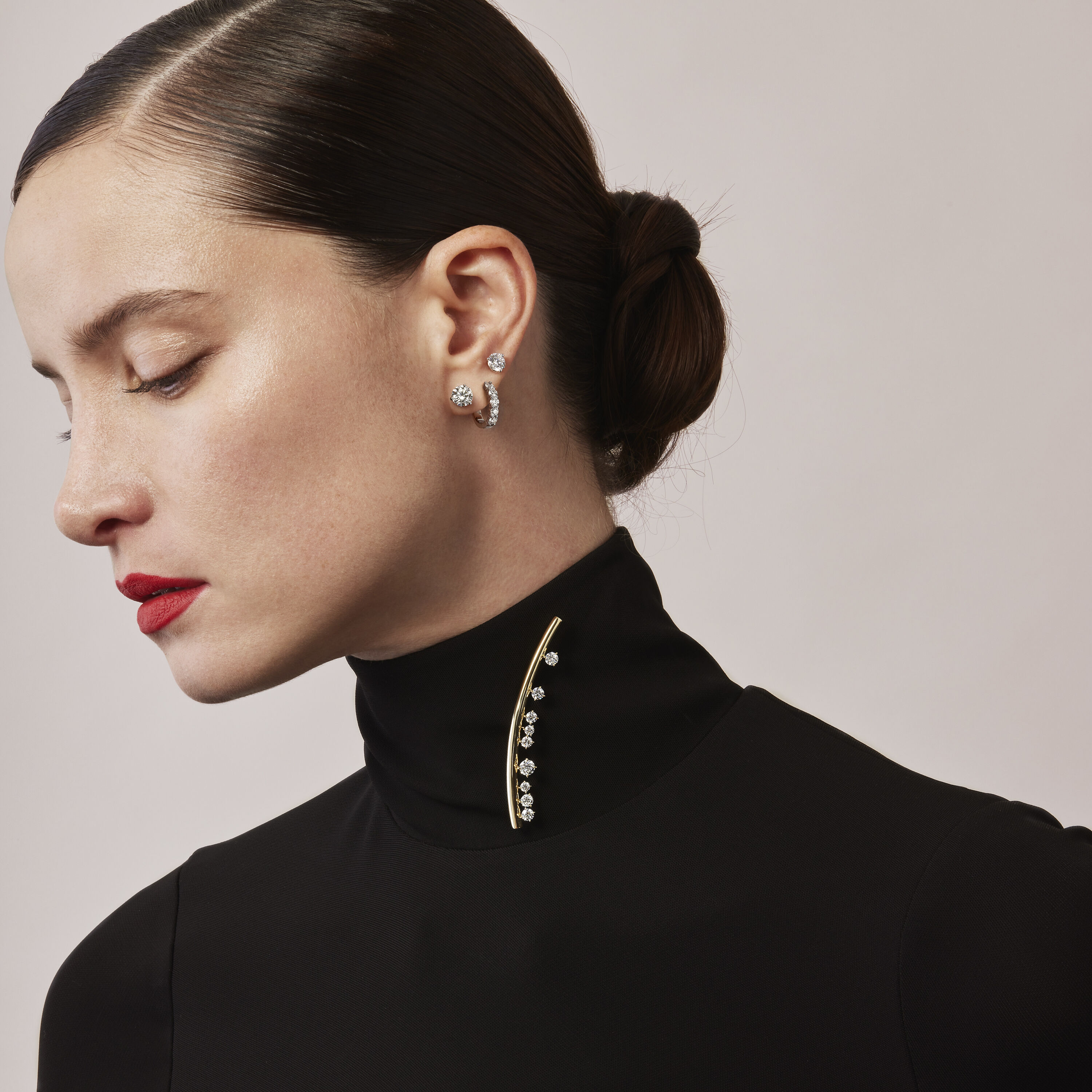 Barre系列钻石胸针, 18K 黄金, large